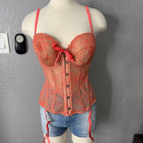 Savage X Fenty Keepsake Lace Corset, Posh Pink, XL - Picture 1 of 7